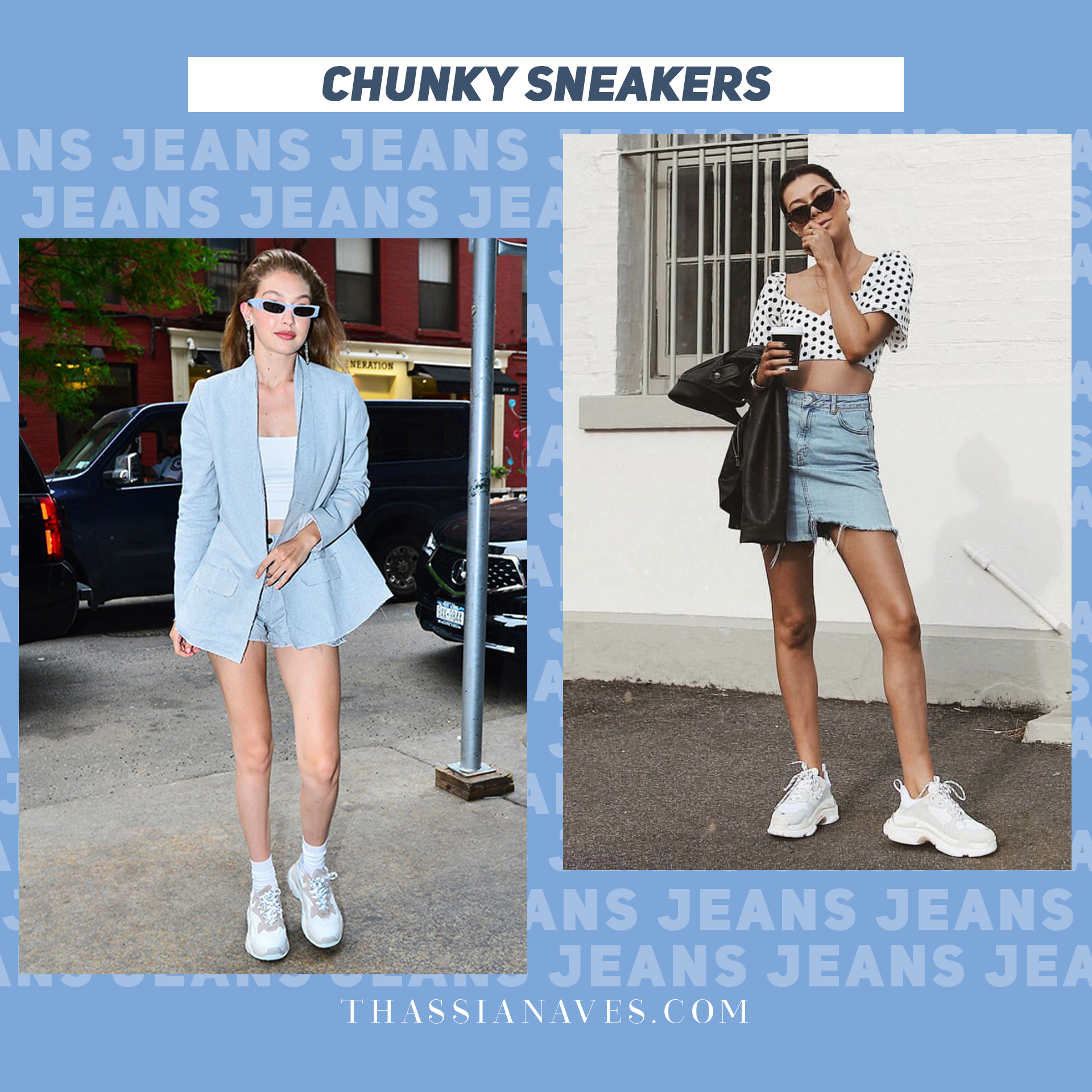 Thássia jeans dia-a-dia chunky sneaker